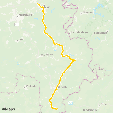 TEC Liège - Verviers Eupen - Büllingen - St.Vith - Burg-Reuland map