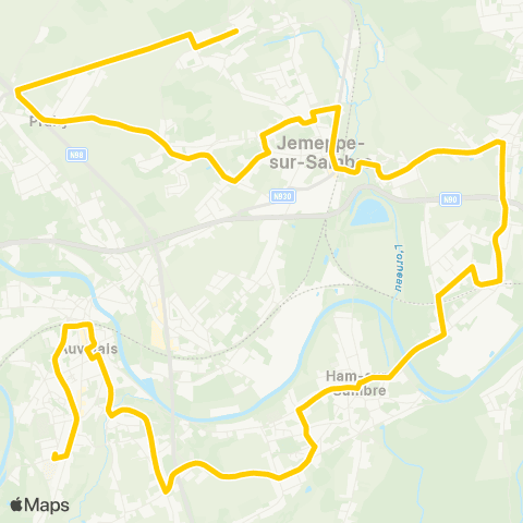 TEC Namur-Luxembourg Jemeppe-sur-Sambre - Moustier - Auvelais map