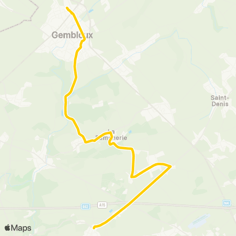 TEC Namur-Luxembourg Gembloux - Bossière - les Isnes - Spy map