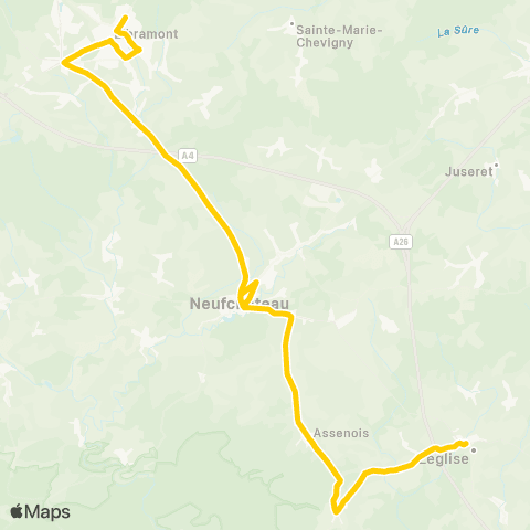 TEC Namur-Luxembourg Léglise - Neufchâteau - Libramont map
