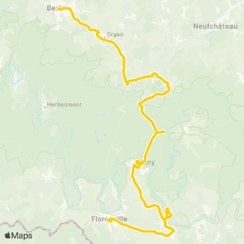 TEC Namur-Luxembourg Bertrix - Izel - Florenville map