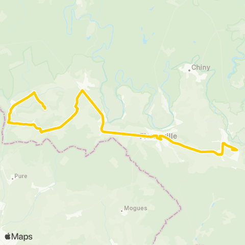 TEC Namur-Luxembourg Watrinsart - Florenville - Izel map