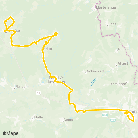TEC Namur-Luxembourg Léglise - Anlier - Arlon map