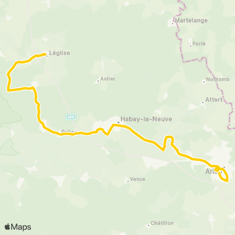 TEC Namur-Luxembourg Léglise - Marbehan - Arlon map