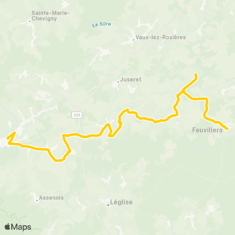 TEC Namur-Luxembourg Fauvillers - Neufchâteau map
