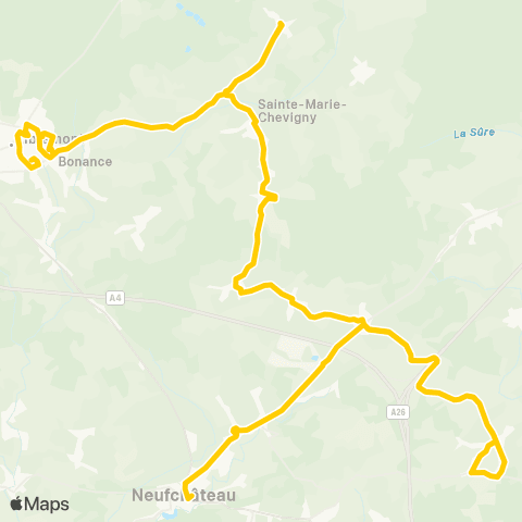 TEC Namur-Luxembourg Neufchâteau - Sainte-Marie - Libramont map