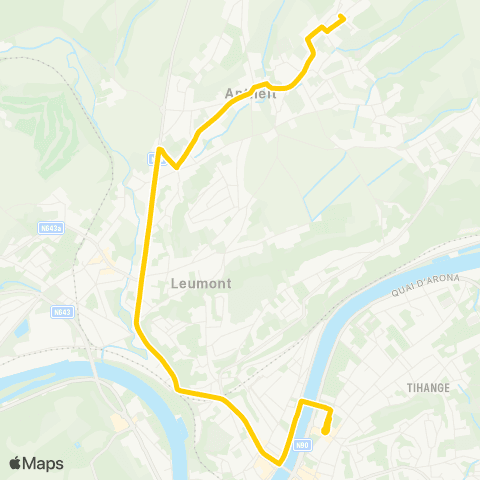 TEC Liège - Verviers Huy - Antheit map