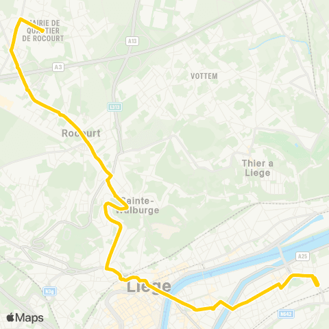 TEC Liège - Verviers Bressoux - St-Lambert - Rocourt map