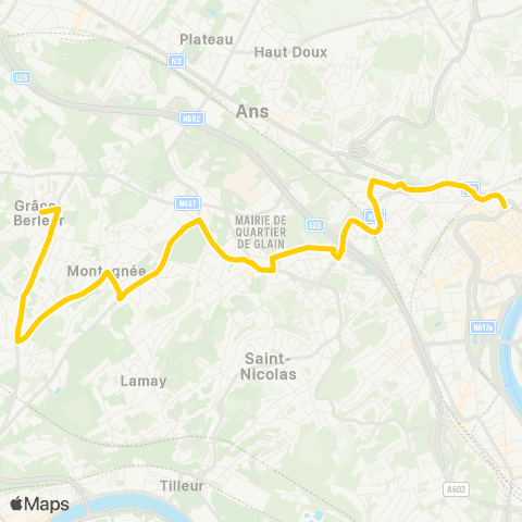 TEC Liège - Verviers St-Lambert - Montegnée - Grâce-Berleur - Pérou map