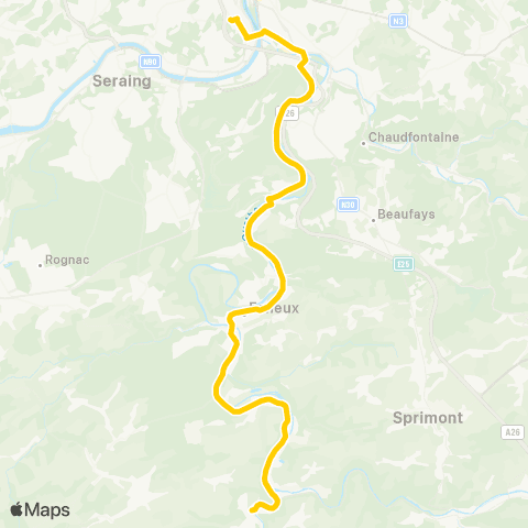 TEC Liège - Verviers Liège - Esneux - Comblain-au-Pont map