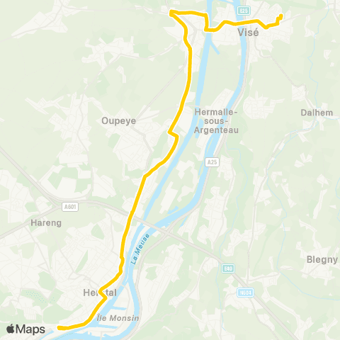 TEC Liège - Verviers Liège - Herstal - Vivegnis - Haccourt - Visé map