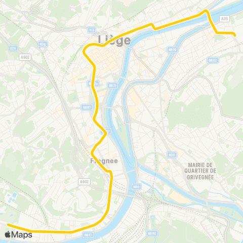TEC Liège - Verviers Coronmeuse / Expo - St-Lambert - Guillemins-Standard map