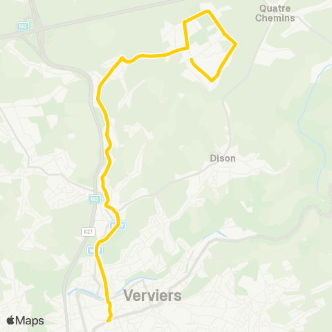 TEC Liège - Verviers Verviers Gare - Plenesses ZI map