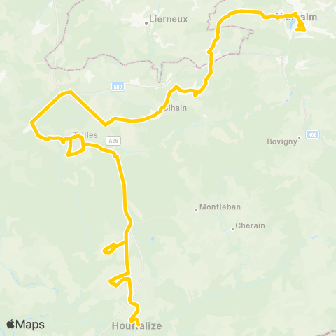 TEC Namur-Luxembourg Houffalize - Hébronval - Vielsalm map