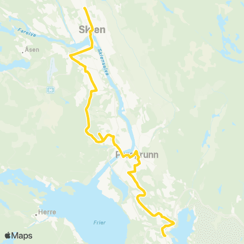 Farte Skien-Klyve-Skjelsvik map