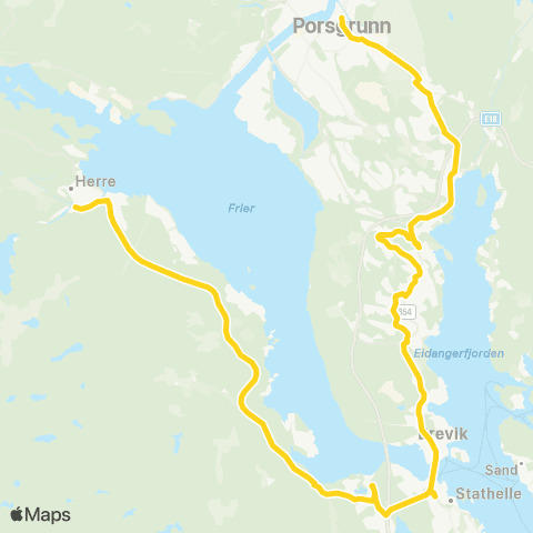 Farte Porsgrunn-Stathelle-Findal map