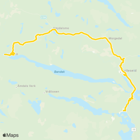 Farte Dalen-Høydalsmo-Kviteseid map