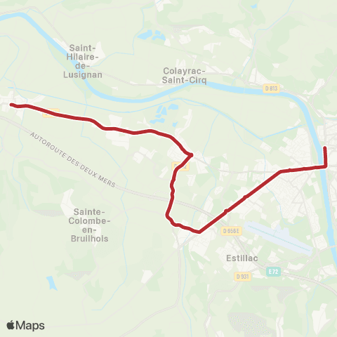 Tempo Sérignac-sur-Garonne - Gare / Latour map