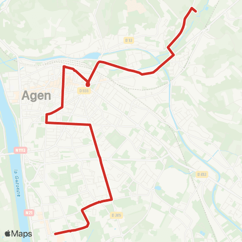 Tempo Monluc - Gare - Préf. - Agen S. (via Carnot) map