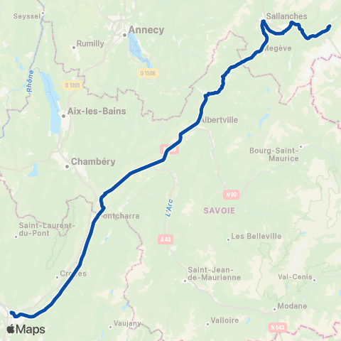 TER Auvergne-Rhône-Alpes RE Chamonix / Grenoble map