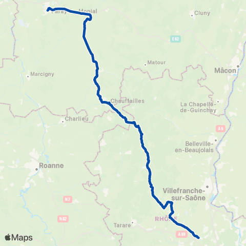 TER Auvergne-Rhône-Alpes Lozanne - Paray le Monial map