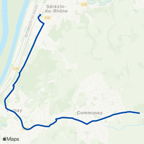 TER Auvergne-Rhône-Alpes Communay - Sérézin map
