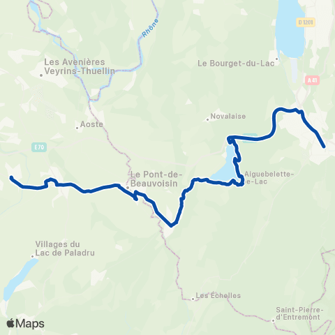 TER Auvergne-Rhône-Alpes Saint-André le Gaz - Chambery map