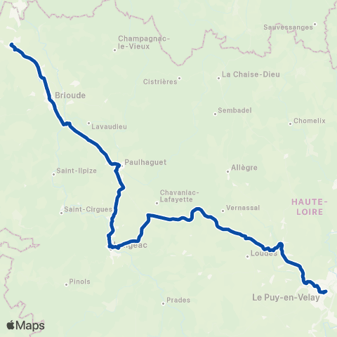 TER Auvergne-Rhône-Alpes Langeac - le Puy en Velay map