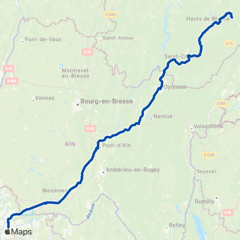 TER Auvergne-Rhône-Alpes RE St-Claude / Lyon map