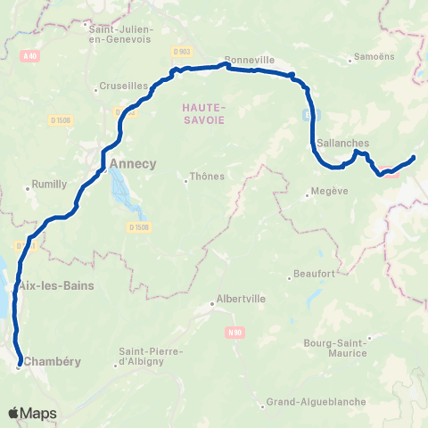 TER Auvergne-Rhône-Alpes RE Chamonix / Chambéry map