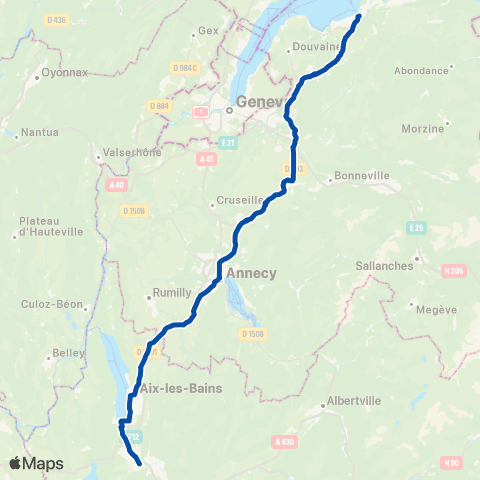 TER Auvergne-Rhône-Alpes RE Evian / Chambéry map