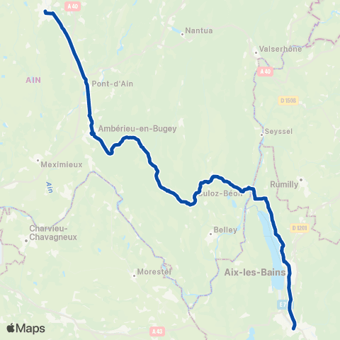TER Auvergne-Rhône-Alpes RE Bourg-en-Bresse / Chambéry map
