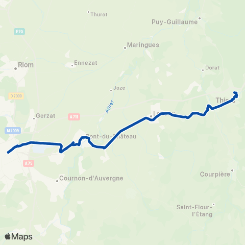 TER Auvergne-Rhône-Alpes Clermont-Ferrand - Thiers map