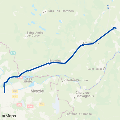 TER Auvergne-Rhône-Alpes Ambérieu - Saint-Étienne map