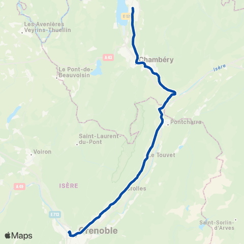 TER Auvergne-Rhône-Alpes Valence - Annecy map