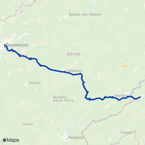TER Mobigo (Bourgogne-Franche-Comté) Besançon - Morteau - Lcdf map