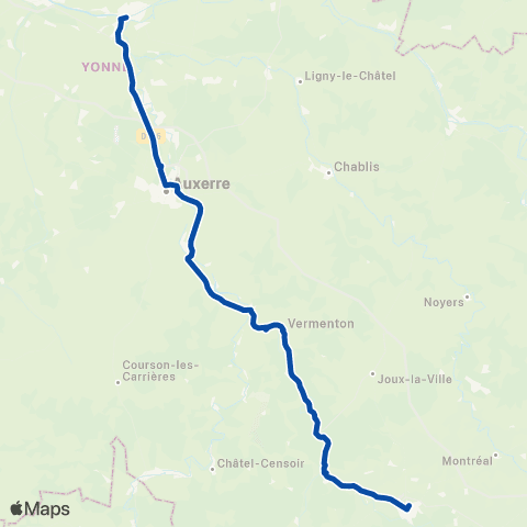 TER Mobigo (Bourgogne-Franche-Comté) Laroche Migennes - Avallon map