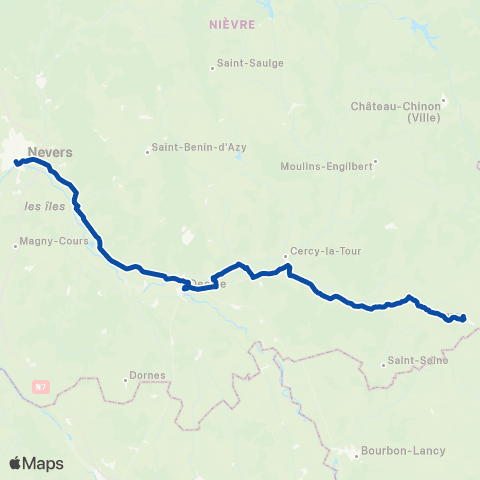 TER Mobigo (Bourgogne-Franche-Comté) Nevers - Luzy map