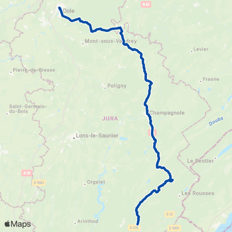 TER Mobigo (Bourgogne-Franche-Comté) Dole - St Claude map
