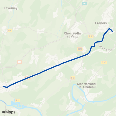 TER Mobigo (Bourgogne-Franche-Comté) Dijon - Besançon map
