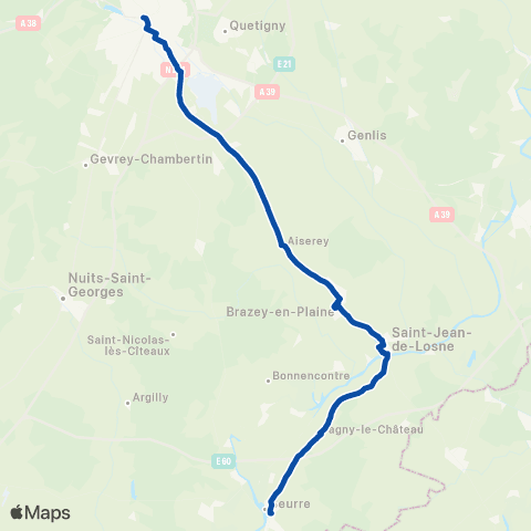 TER Mobigo (Bourgogne-Franche-Comté) Dijon - Bourg en Bresse map