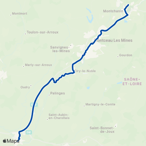 TER Mobigo (Bourgogne-Franche-Comté) Paray - Montchanin map