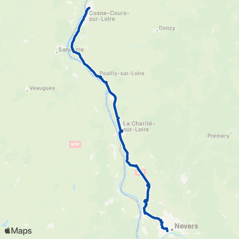 TER Mobigo (Bourgogne-Franche-Comté) Nevers - Cosne map