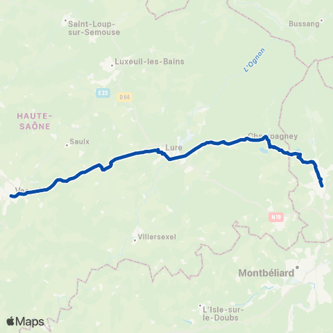 TER Mobigo (Bourgogne-Franche-Comté) Belfort - Vesoul map