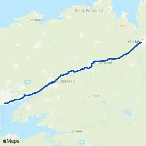 BreizhGo Bretagne Morlaix - Brest map