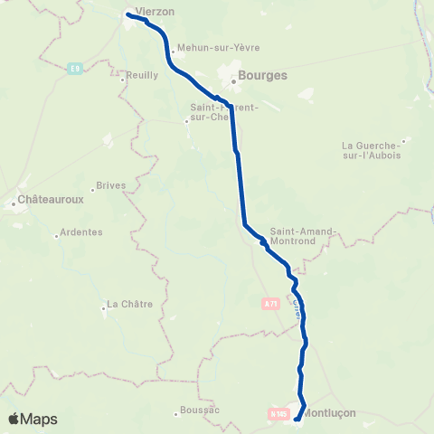 TER Rémi (Centre-Val de Loire) Vierzon - Montluçon map
