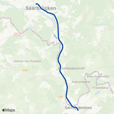 TER Fluo (Grand Est) Sarreguemines - Sarrebruck map