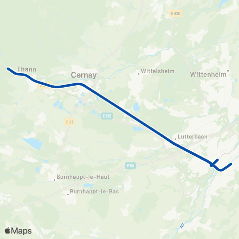 TER Fluo (Grand Est) Mulhouse Gare Centrale - Thann St-Jacques map