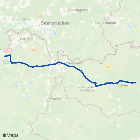 TER Fluo (Grand Est) Bening - Sarreguemines map