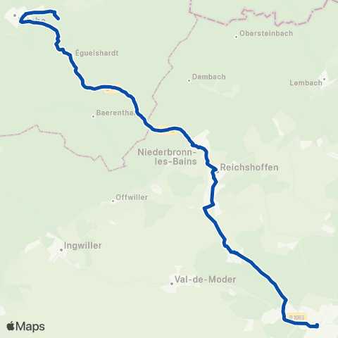 TER Fluo (Grand Est) Haguenau - Niederbronn - Bitche map